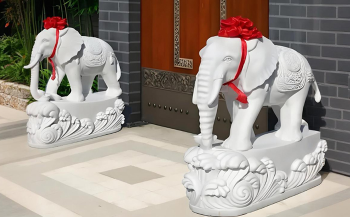 曲陽優(yōu)藝園林雕塑“吉祥石象”雕刻藝術賦能風水美學